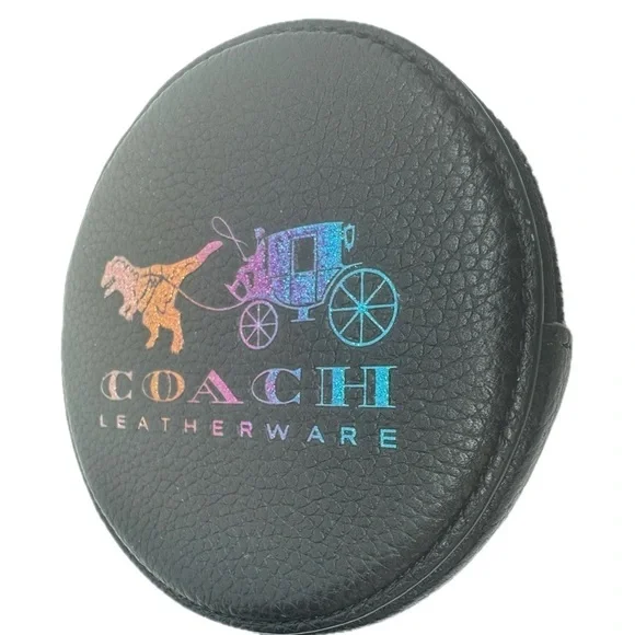 COACH BLACK/MULTI REXY & CARRIAGE ROUND COIN BAG PURSE 88766